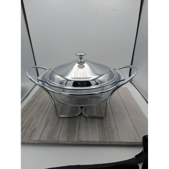 International Silver Modernist 2 Quart Round Food Warmer Dish Chafing Casserole - Picture 1 of 8